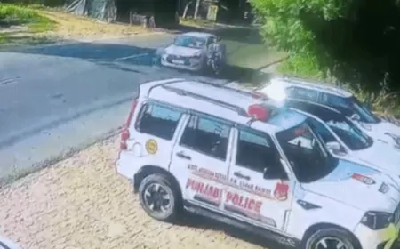 लुधियाना में तेज रफ्तार कार ने बाइक सवार को मारी टक्कर, CCTV में कैद हुई घटना 