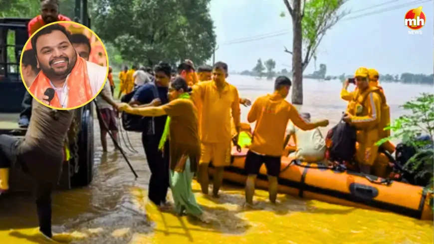 बाढ़ प्रभावित गांव पहुंचे भजन गायक कन्हैया मित्तल, बाढ़ पीड़ितों को वितरित की राहत सामग्री