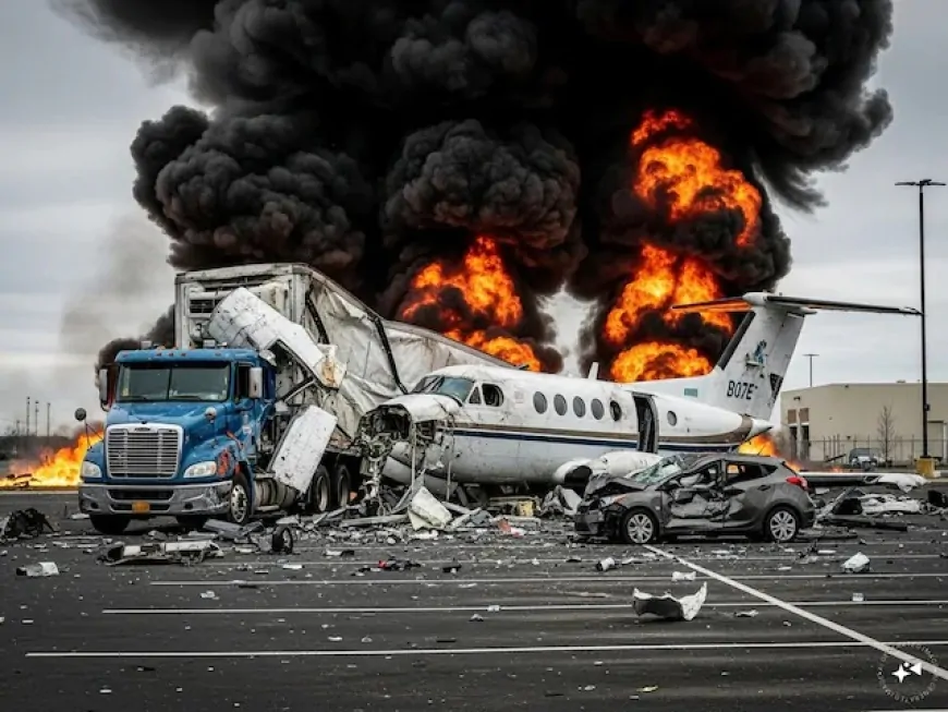 अमेरिका में विमान हादसा, आसमान से सीधे पार्किंग में आकर गिरा प्लेन