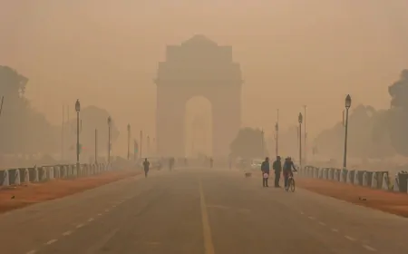 दिल्ली में छाई धुंध की परत, AQI पहुंचा 450 पार