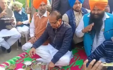 मोगा पहुंचे केंद्रीय कृषि मंत्री शिवराज चौहान, मंजे पर बैठकर पंजाबी पारंपरिक ढंग के साथ खाया खाना