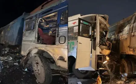 Punjab : अमृतसर में यात्रियों से भरी बस को ट्रक ने मारी टक्कर, 2 की मौत, कई घायल