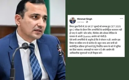 Haryana : CET 2025 ग्रुप C अभ्यर्थियों को बड़ी राहत, HSSC के चेयरमैन ने सोशल मीडिया पर दी ये जानकारी