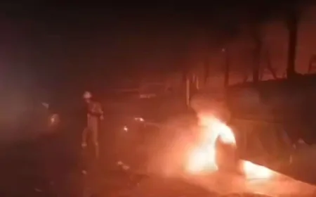 UP News : मथुरा में यमुना एक्सप्रेसवे पर 7 बसों में टक्कर के बाद लगी आग, कई लोगों की मौत