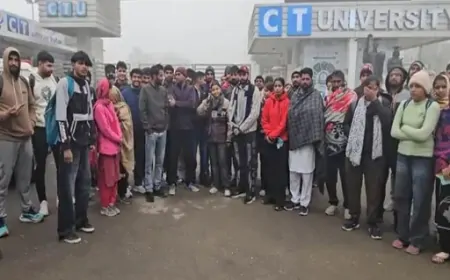 Punjab : जगराओं में सिटी यूनिवर्सिटी के बाहर अभ्यर्थियों का प्रदर्शन, परीक्षा रद्द होने को लेकर नाराज