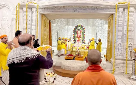 UP News : अयोध्या में रामलला प्राण-प्रतिष्ठा की दूसरी वर्षगांठ, राजनाथ सिंह और CM योगी ने किए दर्शन