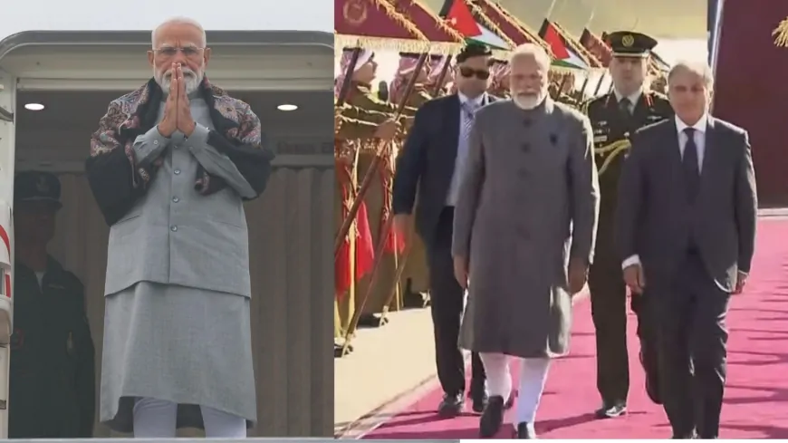 जॉर्डन की राजधानी अम्मान पहुंचे PM मोदी, एयरपोर्ट पर PM जाफर हसन ने किया स्वागत 