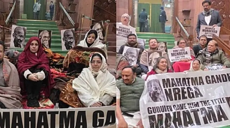 राज्यसभा में भारी हंगामे के बीच VB–G RAM G बिल पास, विपक्ष का कड़ा विरोध, संसद परिसर में धरना