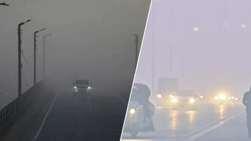 Delhi-NCR में ठंड, कोहरा और प्रदूषण, घने कोहरे की वजह से विजिबिलिटी हुई कम