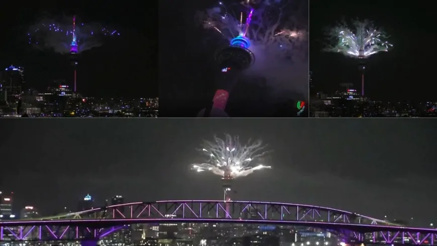 New Zealand में नए वर्ष के जश्न की शुरुआत, रोशनी से जगमगाया ऑकलैंड