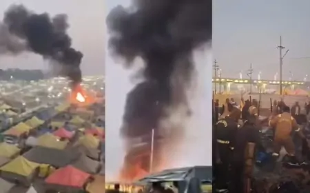 UP News : माघ मेले में फिर दूसरे दिन लगी भीषण आग, 20 से ज्यादा टेंट जले