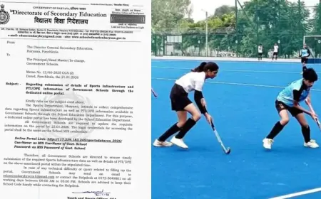 Haryana : खेल में छात्रों की भागीदारी बढ़ाने की नई पहल, शिक्षा विभाग ने लॉन्च किया 'स्पोर्ट्स डाटा पोर्टल'