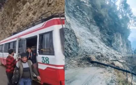 Himachal Pradesh : बस ड्राइवर की सूझबूझ से टला भीषण हादसा… मंडी में गिरा पहाड़ से मलबा