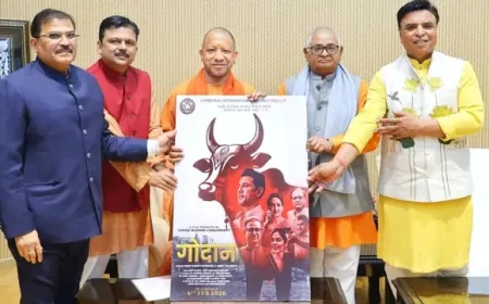 UP News : 6 फरवरी को देश के सिनेमाघरों में दस्तक दे रही ‘गोदान’, CM योगी से मिले फिल्म निर्माता-निर्देशक