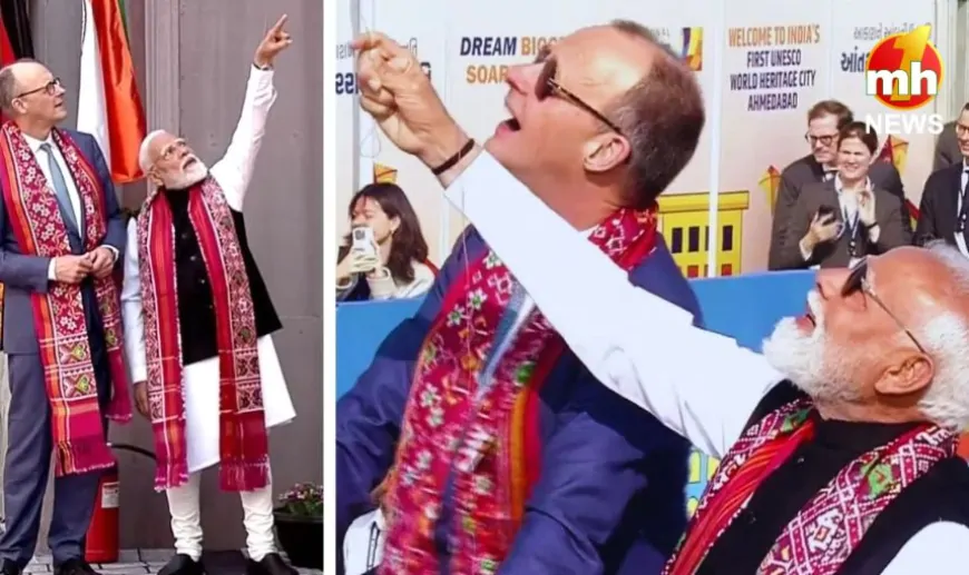 PM मोदी ने साबरमती रिवरफ्रंट पर उड़ाई पतंग, जर्मन चांसलर फ्रेडरिक मर्ज संग मनाया काइट फेस्टिवल