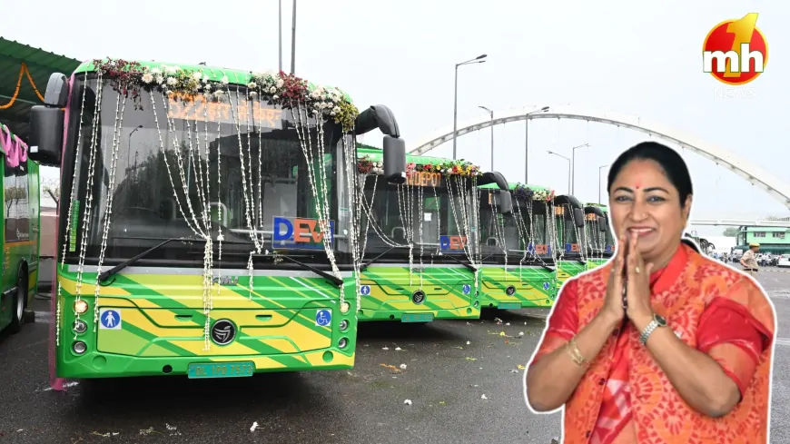 Delhi : CM रेखा गुप्ता सरकार की पहली वर्षगांठ, सड़कों पर उतारी गई 500 नई EV बसें 