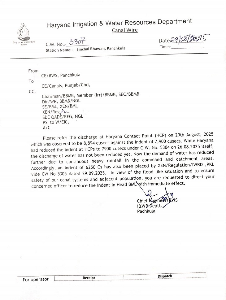 Floods In Punjab ; Haryana Controversial Letter Demand Less Water | BBMB | हरियाणा ने पंजाब से नहरी पानी घटाने को कहा: भाखड़ा मेनलाइन में 2500 क्यूसेक पानी कम करने को लेटर