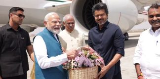 चेन्नई पहुंचे PM मोदी, मुख्यमंत्री थलपति विजय ने किया भव्य स्वागत PM मोदी